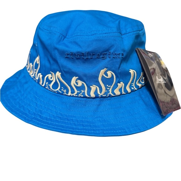 Civil Regime Blue Bucket Hat with White Flame Embroidery Sz L/XL - Picture 1 of 5
